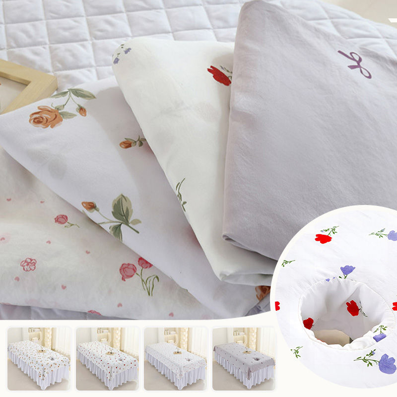 Spa Wellness Beauty - Printed Face Hole Massage Table Sheet